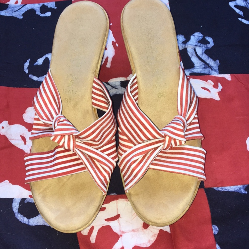 Italian Shoemakers Red & White Striped Espadrilles